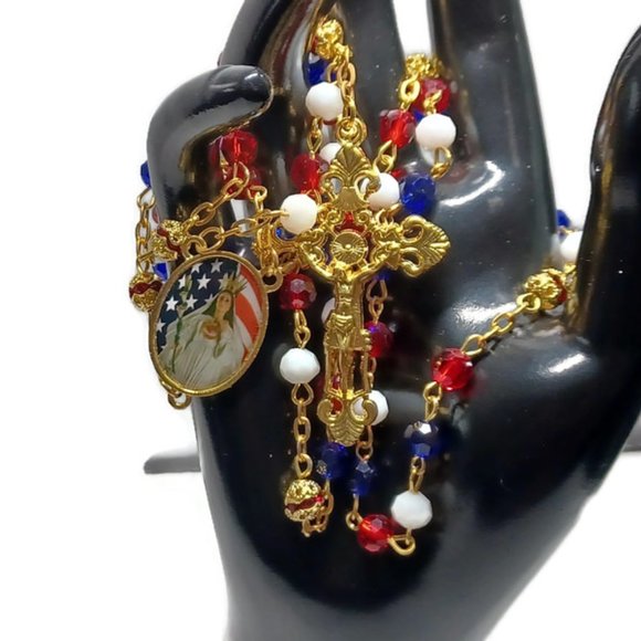 Unbranded Other Vtg 9s Patriotic Red White And Blue Glass Bead